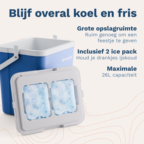 TRVLMORE Koelbox 26L - 65 Uur Koeling - Frigobox - Inclusief 2 Koelelementen - Blauw van Merkloos — afbeelding 3