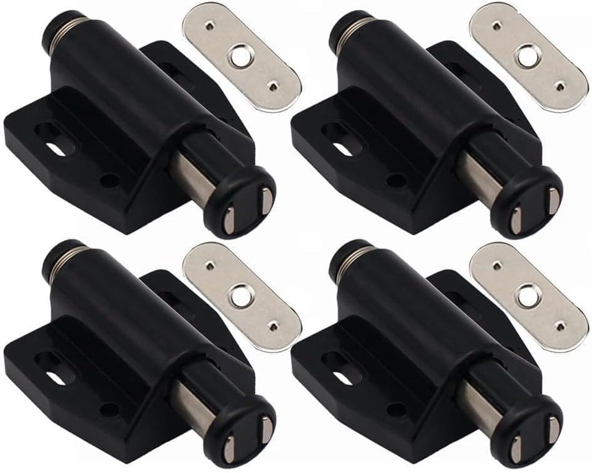 Magnetische Kastsluitingen - Deur Openers - Veilig Afsluiten - Eenvoudige Drukbediening - 4 Stuks Set - Zwart