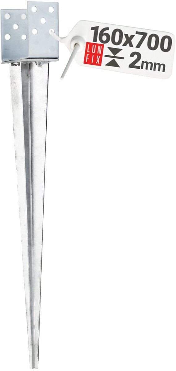 LUN FIX - Bodeneinschlaghülse - Verstelbaar 0-160mm - 700mm lang - Vuurverzinkt