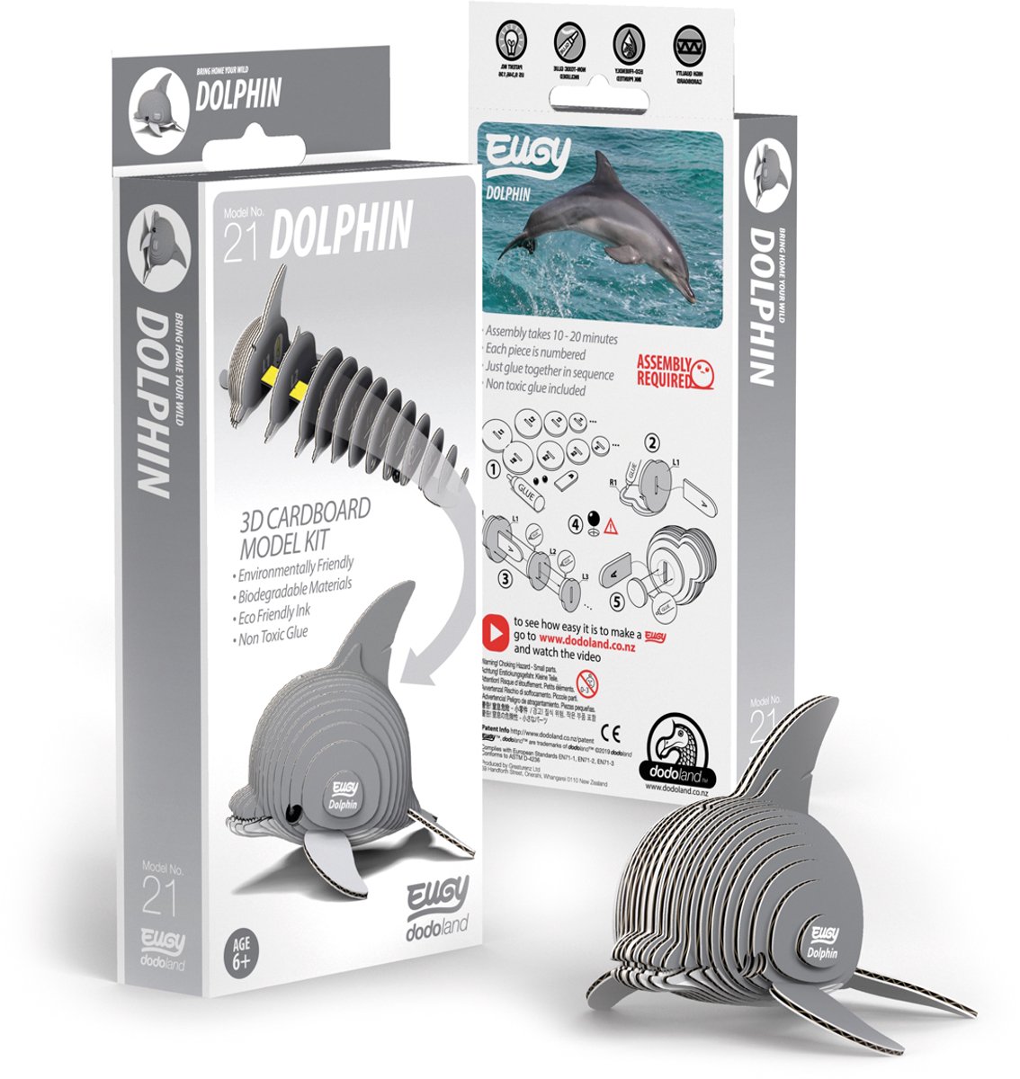 EUGY 3D Puzzel - Dolfijn - Zeedieren - Duurzaam - Verzamel Ze Allemaal - 6 Jaar