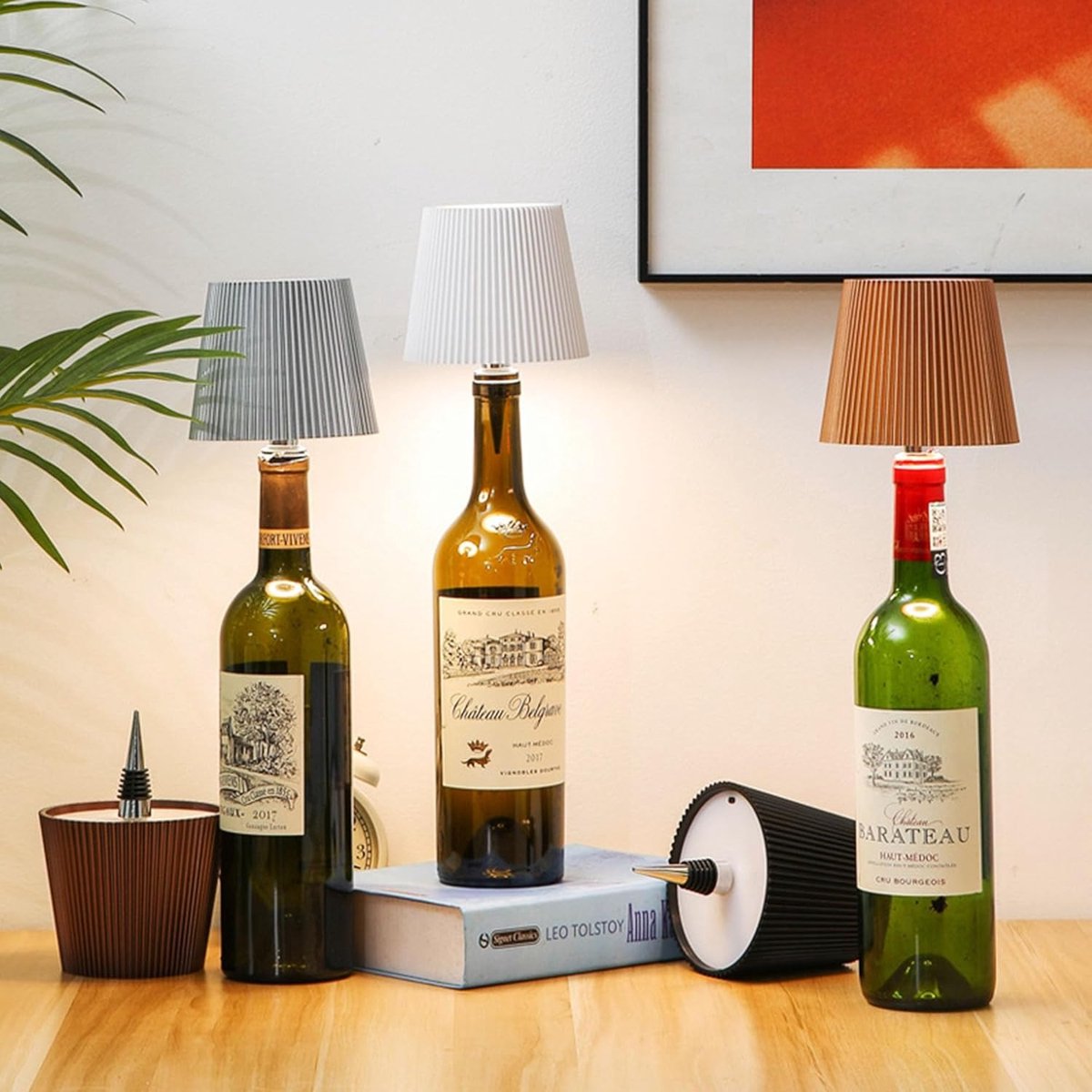 Draadloze flessenlamp, LED-wijnfleslamp, oplaadbare, draadloze flessenlamp met aanraakbediening en 3 kleurtemperaturen, voor slaapkamer, restaurant, bar - USB-oplaadbare flessentafellamp met dimfunctie (goud)-Decoratieve bureaulamp — cadeau in Wonen & Interieur - foto 4