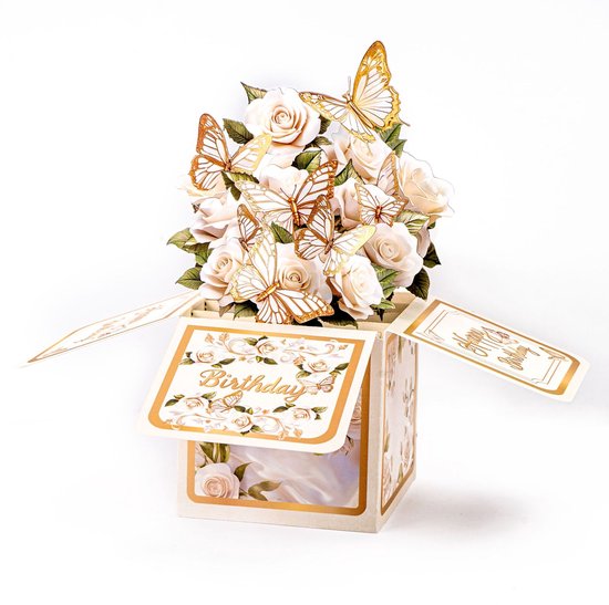 Carte d'anniversaire pop-up 3D avec de magnifiques motifs de roses et de papillons, incluant une enveloppe, convient pour les mères, épouses, sœurs, amies - Carte de la Saint-Valentin - belle carte - 1 pièce
