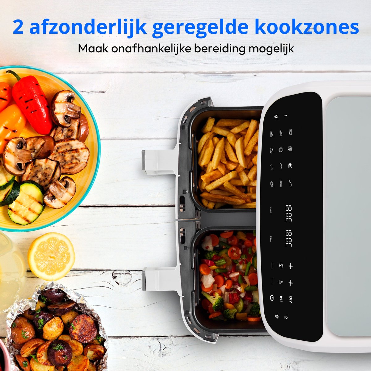 MEDION P20 XXL Airfryer met 2 Zones - 8,7 L - 2600 W - afbeelding 2