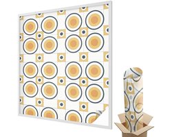 Wallfluent Glas in Lood Raamfolie - Retro cirkels Glas in Lood Folie - 100x116 cm - Geel Plakfolie Raam Glas in Lood - Decoratieve Plakfolie