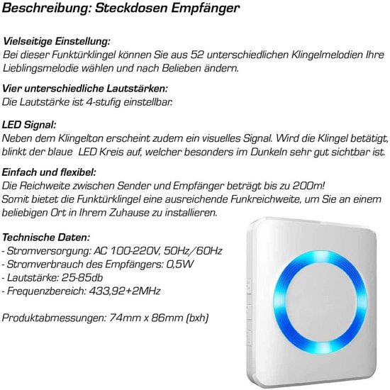 Draadloos deurbel met RVS behuizing en draadloze chime - Opbouwmodel — afbeelding 3