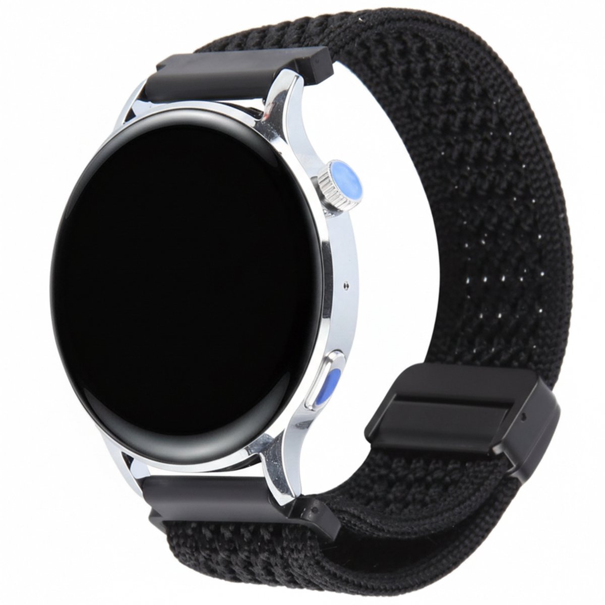 Nylon bandje - geschikt voor Garmin Vivoactive 4 / Venu 3 / Venu 2 / Forerunner 255 / Forerunner 265 / 570 (47mm) en Polar Vantage M / M2 / V3 / Grit X (Pro) - zwart