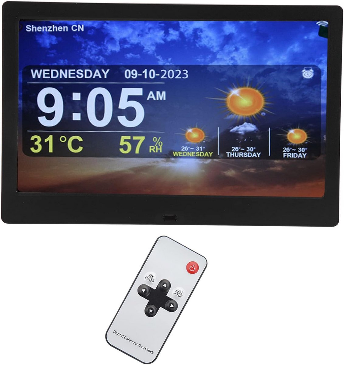 Grote Digitale Kalenderklok 10 Inch met Datum, Dag en 5 Gepersonaliseerde Alarmen