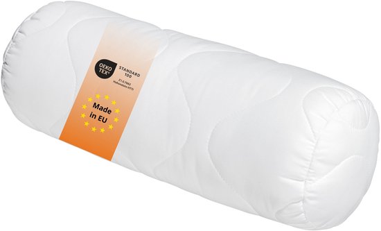 sleepling Basic 100 - nekrol 15x40 cm - kussen van polyester - geschikt voor mensen met allergieën - als nekkussen, bankkussen of sierkussen - Made in EU - 15 x 40 cm - wit