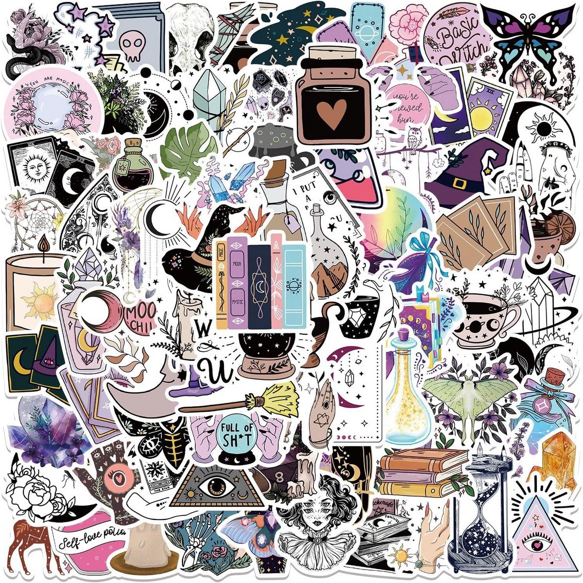 100x Boho Witchy Stickers - Waterdicht Vinyl Decals voor Laptop, Telefoon en Skateboard
