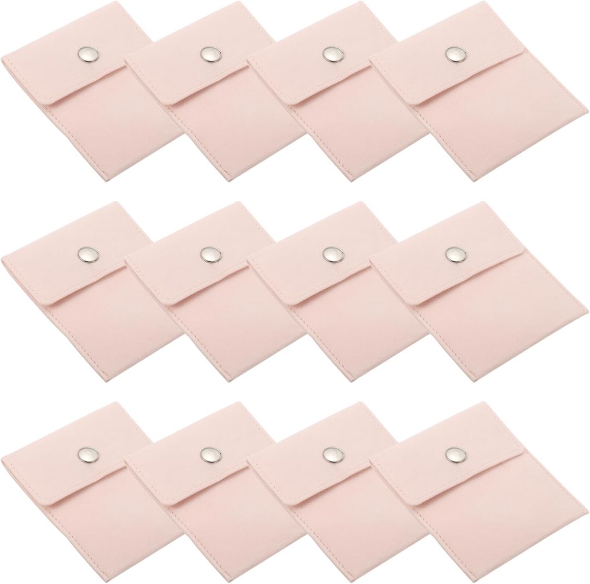 3.5 x 4 inch Jewelry Pouch - 12 Pcs Velvet Pouches - Snap Button Portable Storage Bag voor Sieraden - Earcuffs - Ringen - Horloges - Pink