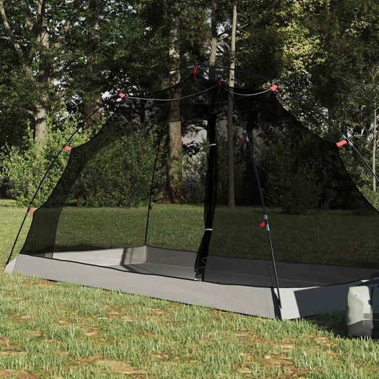 vidaXL - Tent - met - dak - met - opslag - Grijs - en - Zwart - 236 - x - 150 - x - 136 - cm van Merkloos — afbeelding 3