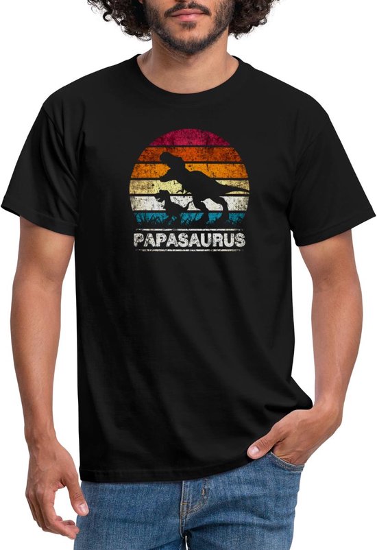 Papasaurus Dino Voor Vaderdag T-Shirt Heren