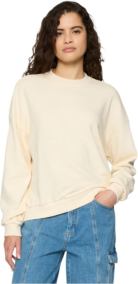 Dames Oversized Sweater Lichtgrijs Terry Katoen Ronde Hals Comfortabel