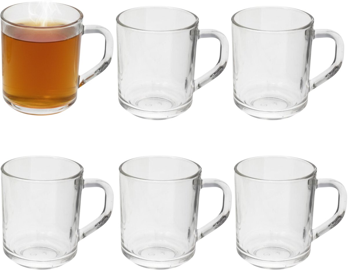 Gerimport Thee bekers / mokken Nova - 6x stuks - glas - 246 ml - thee momentjes