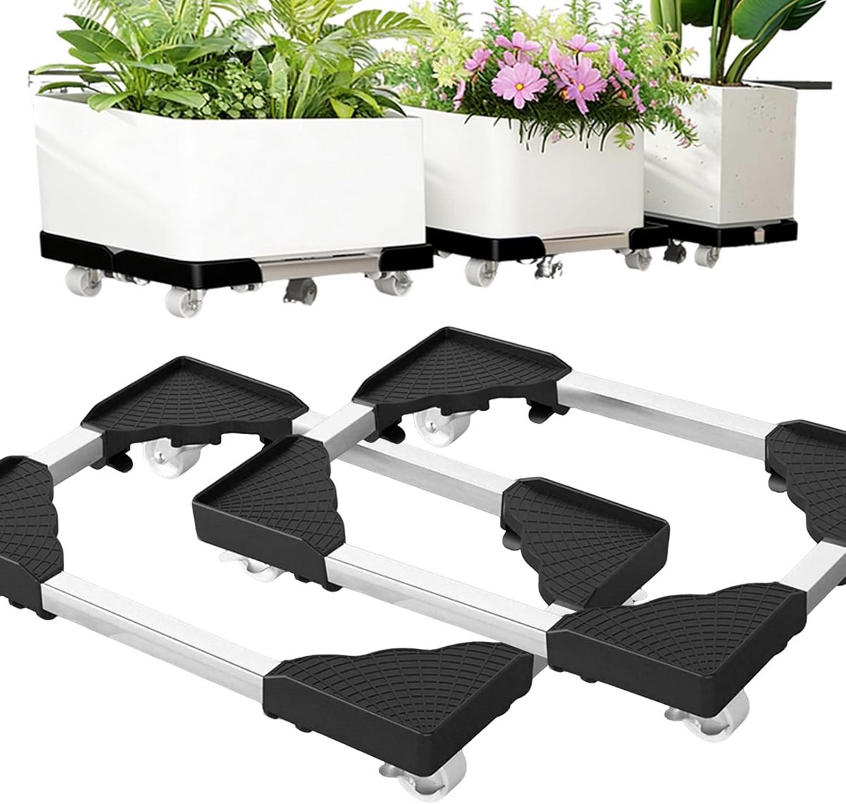 Plantenroller - Verrijdbaar Bord - Tuinieren Buiten - Weerbestendig Ontwerp - 200 kg Draaglast - Zwart