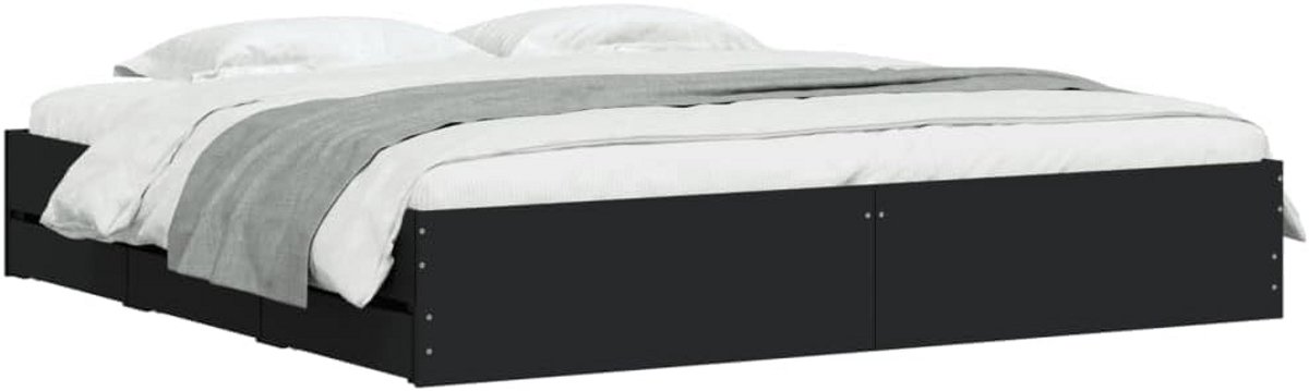 Tweepersoons Bedframe met Opbergruimte en Lades - 180x200 cm - Zwart Hout