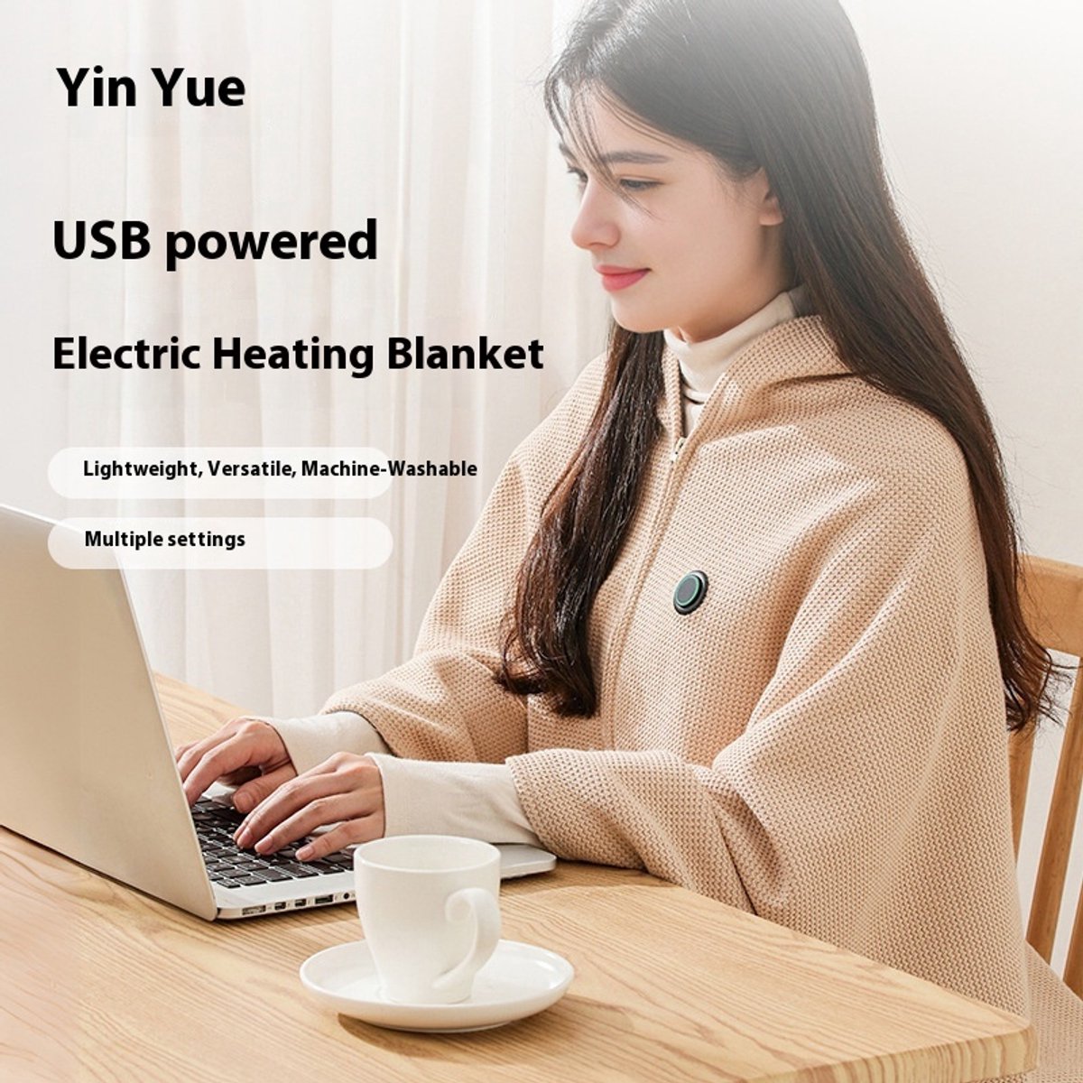 Fexo Elektrische Warmtedeken Hoodie 150x70cm USB-oplaadbaar - afbeelding 2