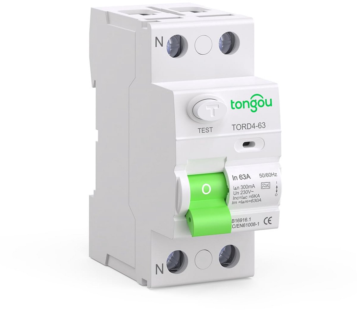 Aardlekschakelaar Type A 1P+N 63A 300mA 230V 6kA voor Woning en Bedrijf