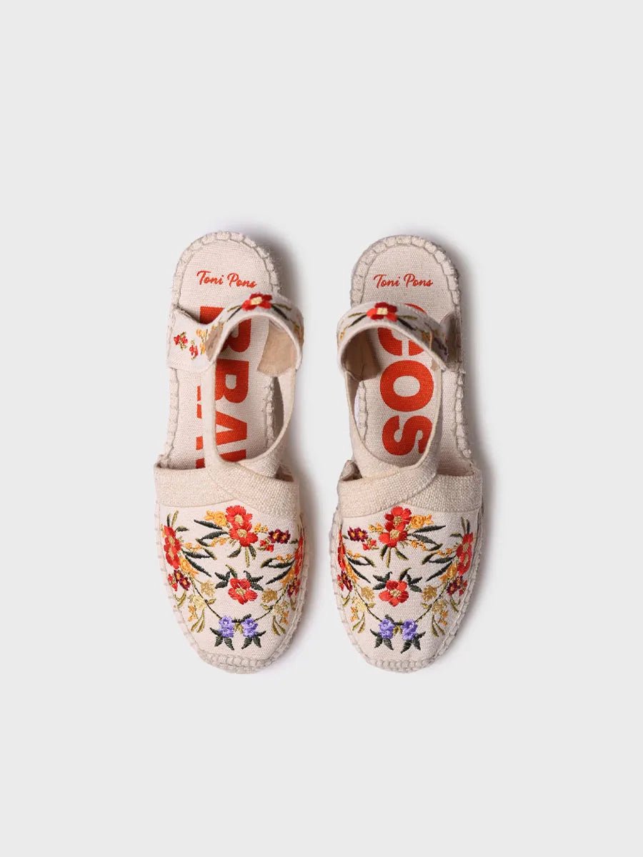 Espadrille met sleehak voor dames en veelkleurig borduurwerk | MONTJOI