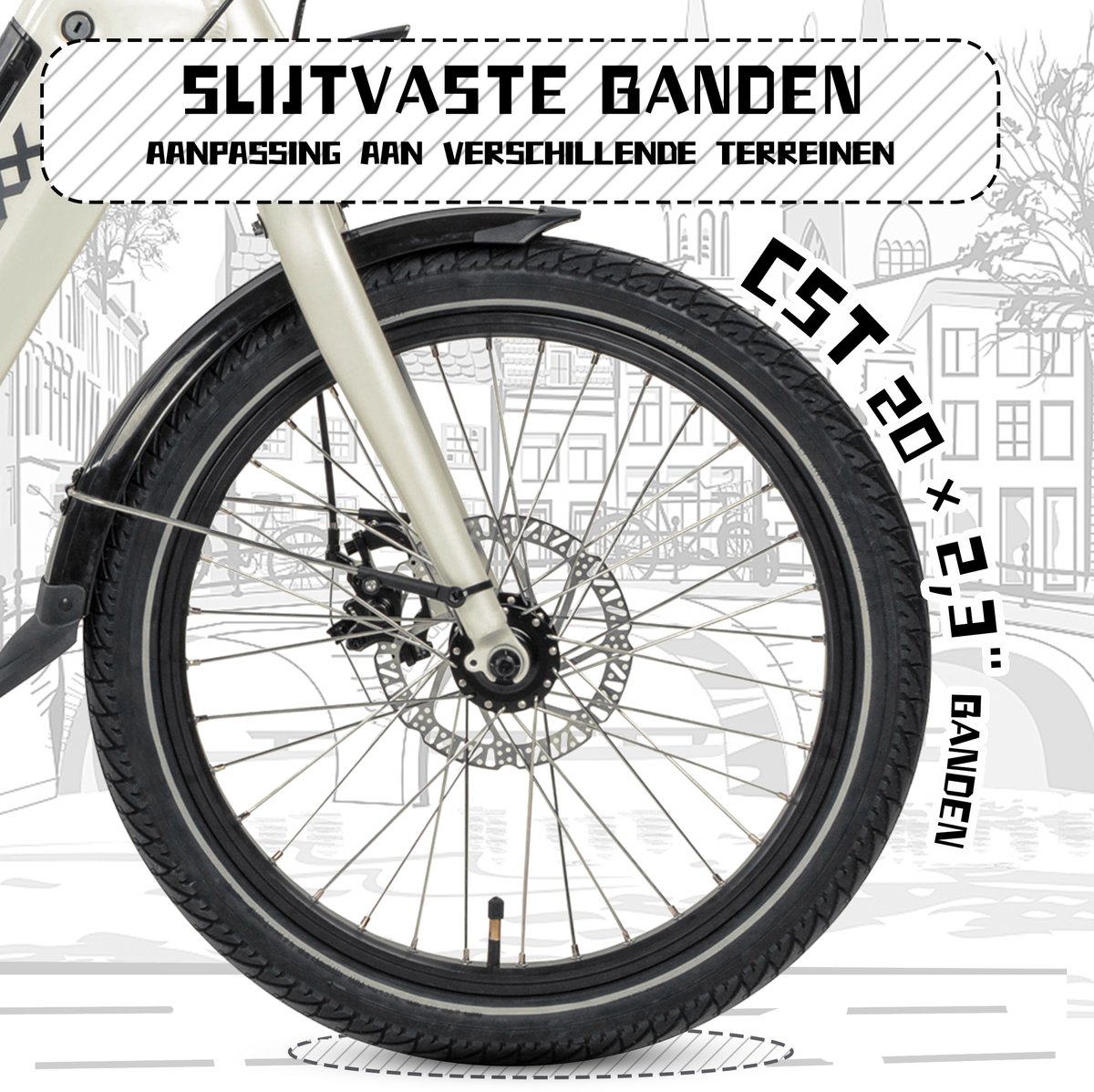 SAXXX Foldi Comfort - Elektrische Fiets - 95% Vooraf Geassembleerd Vouwfiets - 410Wh uitneembare accu - 80 km Actieradius - Shimano Nexus 7-versnellingssysteem - Achterwielmotor 250W - 20 x 2.3" CST - Mechanische schijfrem - Wit thumbnail 2