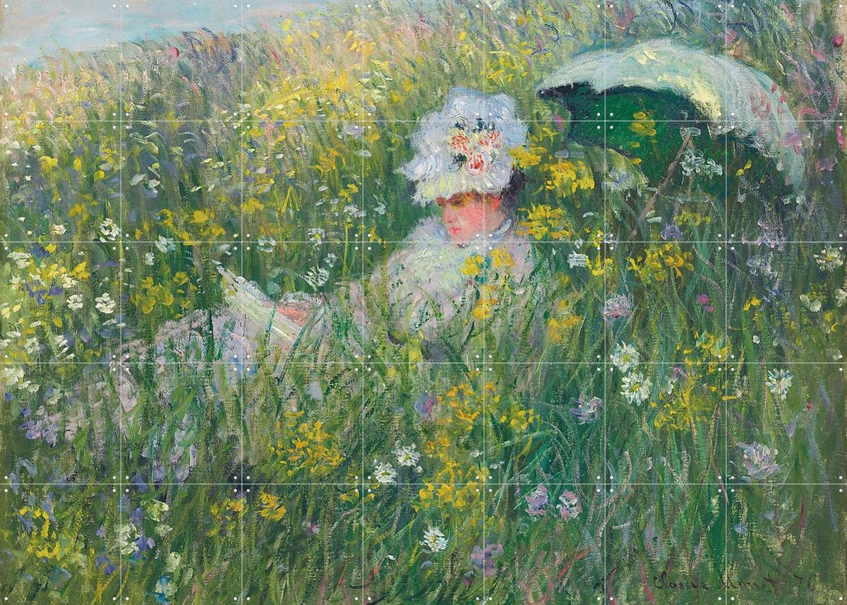 IXXI In the Meadow - Dans la Prairie, Claude Monet & Bridgeman Images - 140 x 100 cm - Gratis ophangtool - Grote wanddecoratie en posters - Kleurrijk