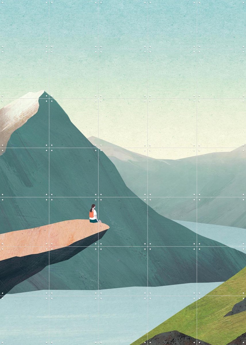 IXXI Trolltunga, Henry Rivers - 100 x 140 cm - Gratis ophangtool - Grote wanddecoratie en posters - Kleurrijk, Digitale Kunst, Minimalisme