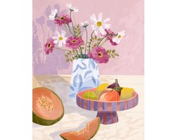 Omslag van IXXI Fruit Break, Goed Blauw - 80 x 100 cm - Gratis ophangtool - Grote wanddecoratie en posters - Illustraties, Grafisch Ontwerp, Digitale Kunst