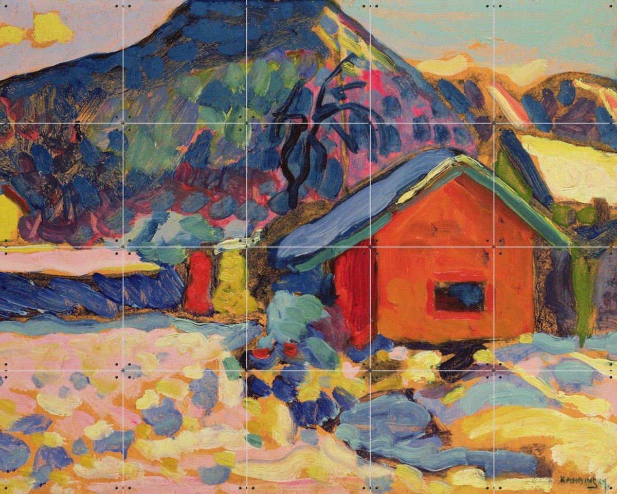 IXXI Winter Study with Mountain, Kandinsky & Bridgeman Images - 100 x 80 cm - Gratis ophangtool - Grote wanddecoratie en posters - Impressionisme