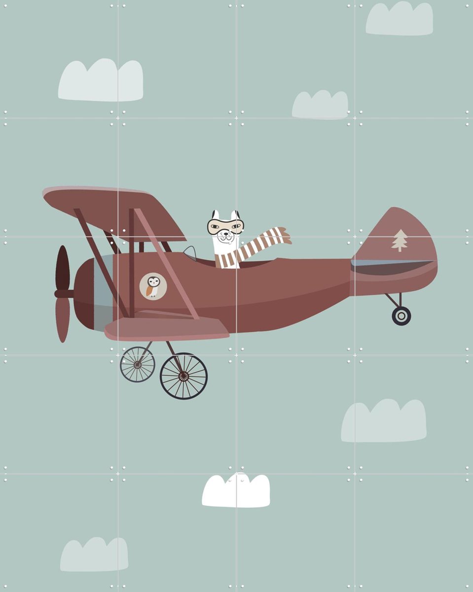 IXXI llama aviator blue sky, Little Otja - 80 x 100 cm - Gratis ophangtool - Grote wanddecoratie en posters - Grafisch Ontwerp, Fantasierijk