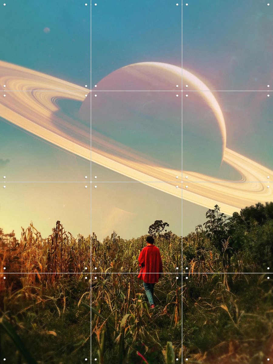 IXXI Saturn View, Fran Rodriguez - 60 x 80 cm - Gratis ophangtool - Grote wanddecoratie en posters - Digitale Kunst, Kleurrijk, Surrealisme