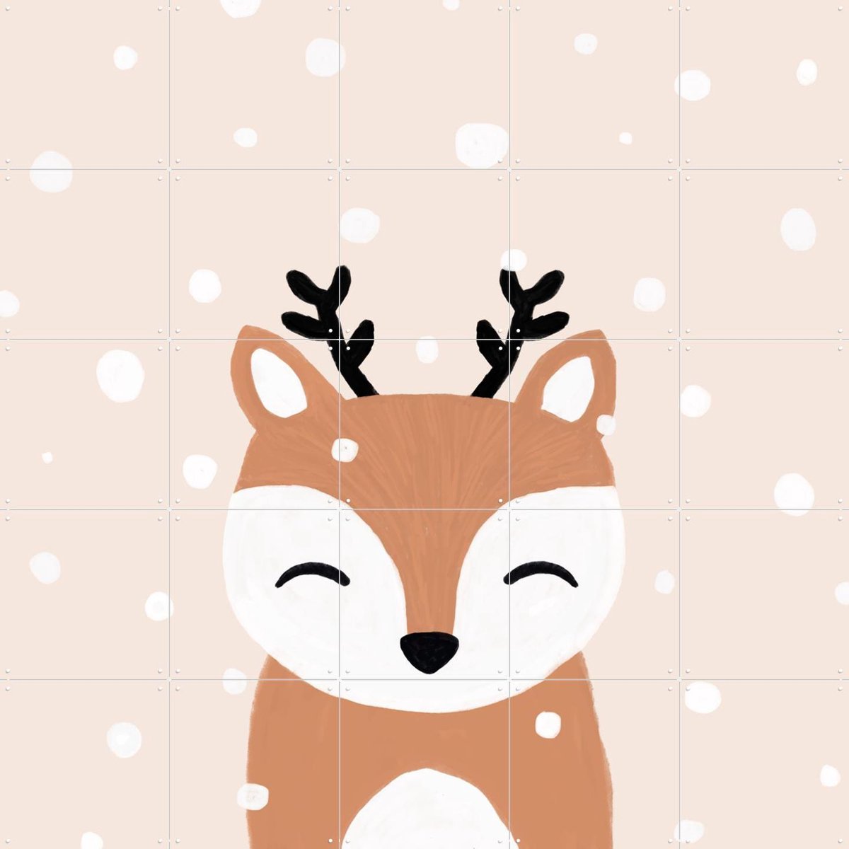 IXXI Snow & Deer, Orara Studio & Various - 100 x 100 cm - Gratis ophangtool - Grote wanddecoratie en posters - Digitale Kunst, Fantasierijk