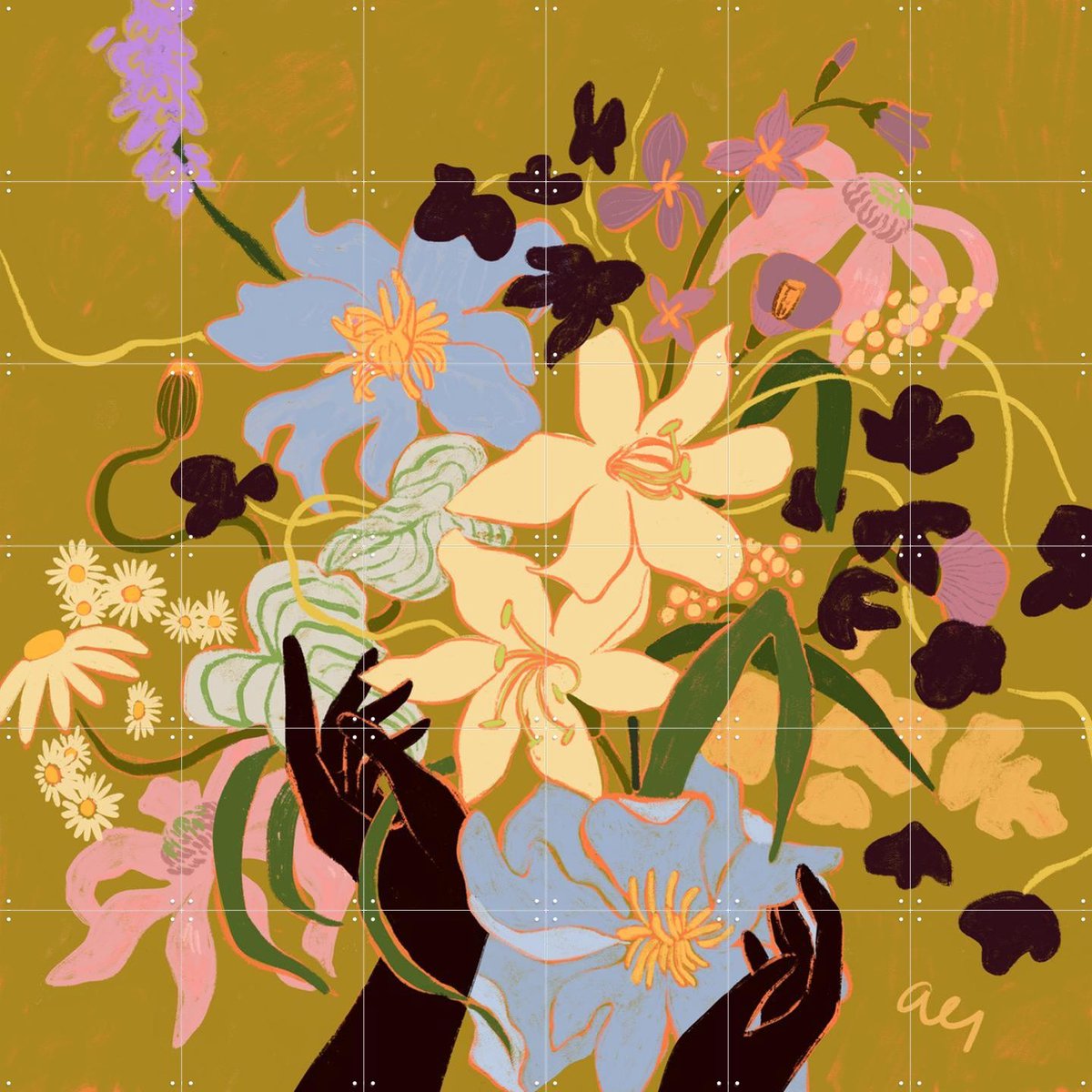 IXXI A Touch Of Nature, Arty Guava - 120 x 120 cm - Gratis ophangtool - Grote wanddecoratie en posters - Kleurrijk, Illustraties, Grafisch Ontwerp