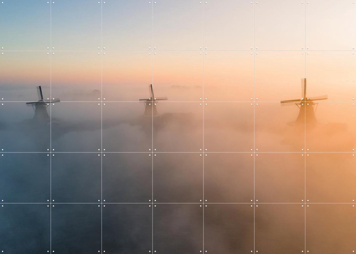 IXXI Zaanse Schans, Teun de Leede & Kunst in Kaart - 140 x 100 cm - Gratis ophangtool - Grote wanddecoratie en posters - Fotografie, Woonkamer