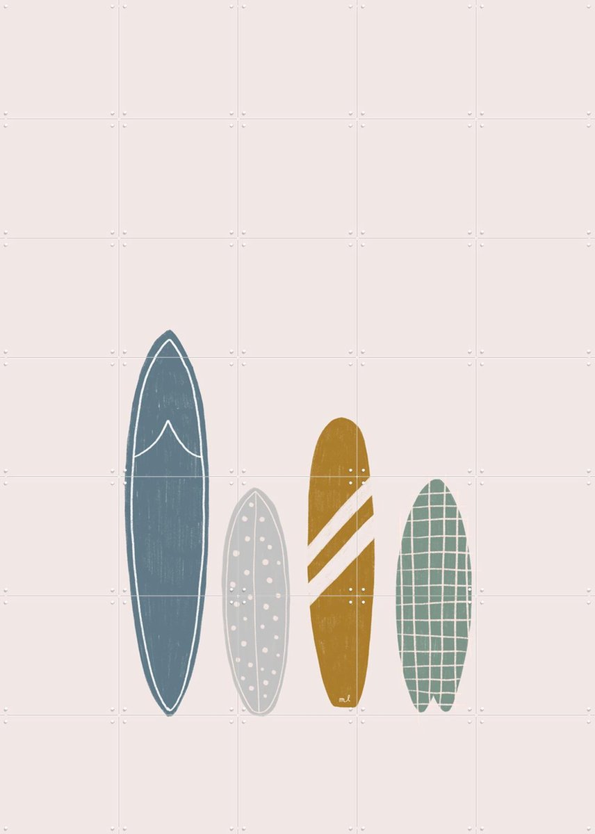 IXXI Surfboards, Menina Lisboa & Various - 100 x 140 cm - Gratis ophangtool - Grote wanddecoratie en posters - Minimalisme, Illustraties, Grafisch