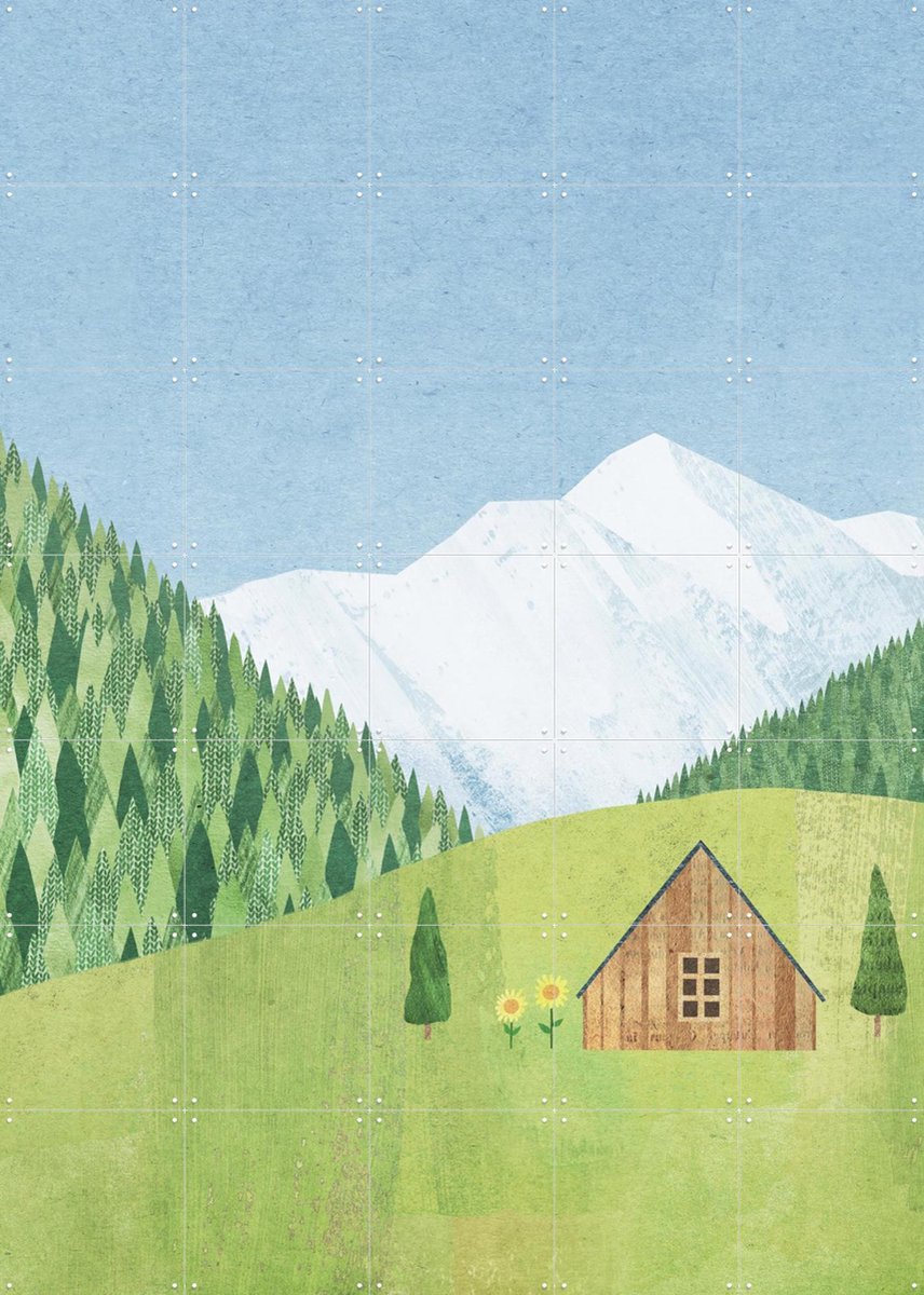 IXXI The Meadow, Henry Rivers - 100 x 140 cm - Gratis ophangtool - Grote wanddecoratie en posters - Speels, Kleurrijk, Illustraties, Minimalisme