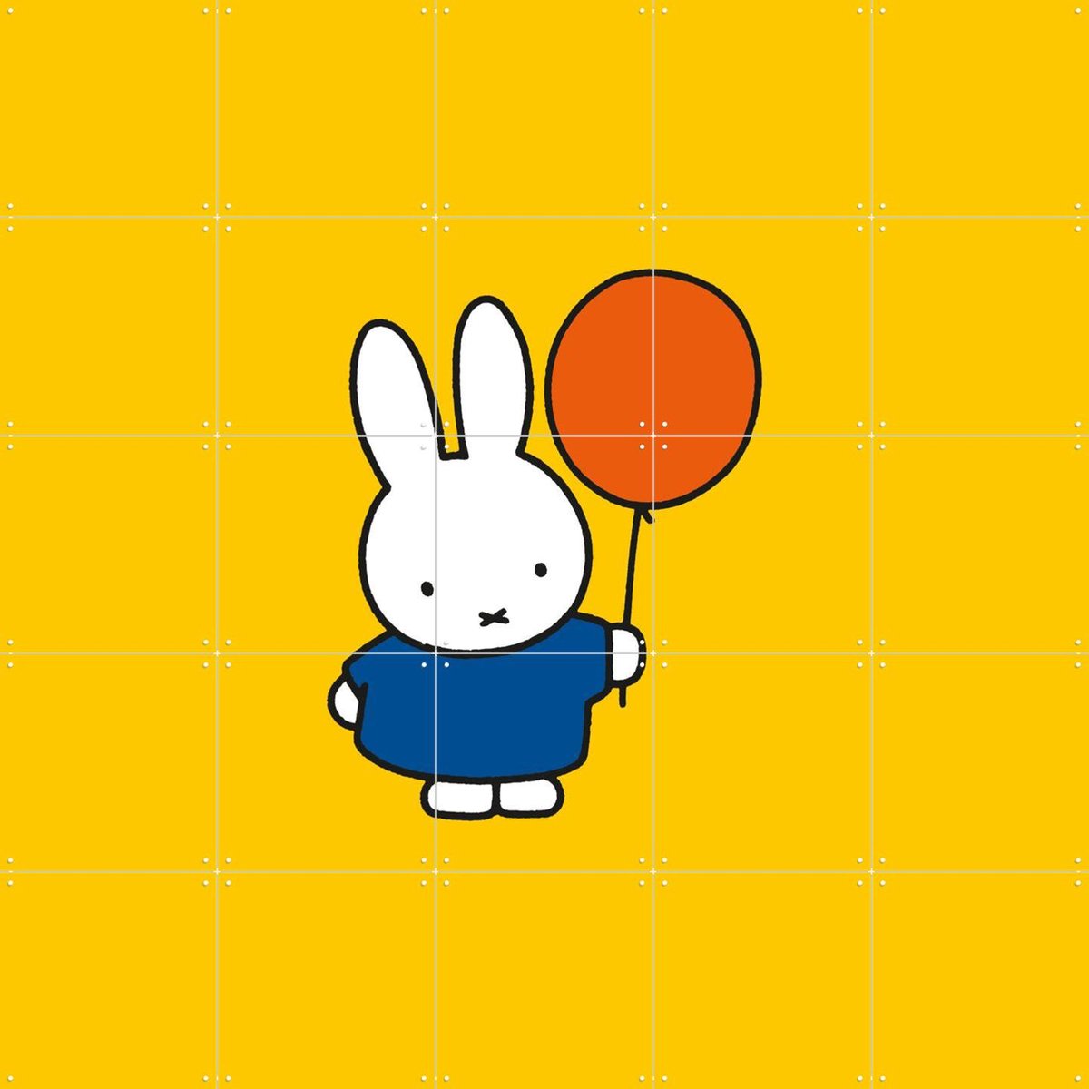 IXXI Nijntje Ballon, Nijntje - 100 x 100 cm - Gratis ophangtool - Grote wanddecoratie en posters - Speels, Cartoonesk, Kleurrijk, Illustraties