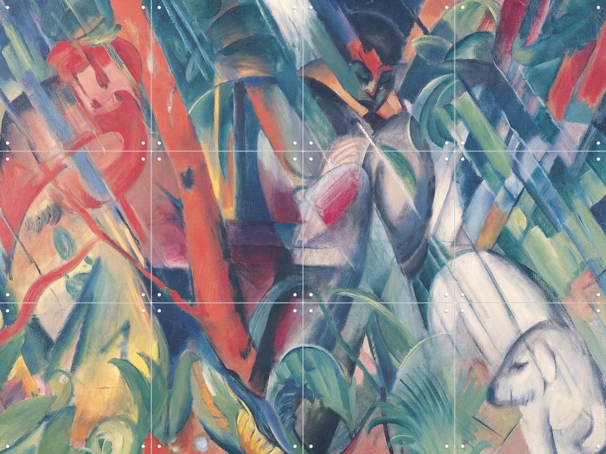 IXXI In the Rain 1912, Franz Marc & Bridgeman Images - 80 x 60 cm - Gratis ophangtool - Grote wanddecoratie en posters - Olieverf, Kleurrijk