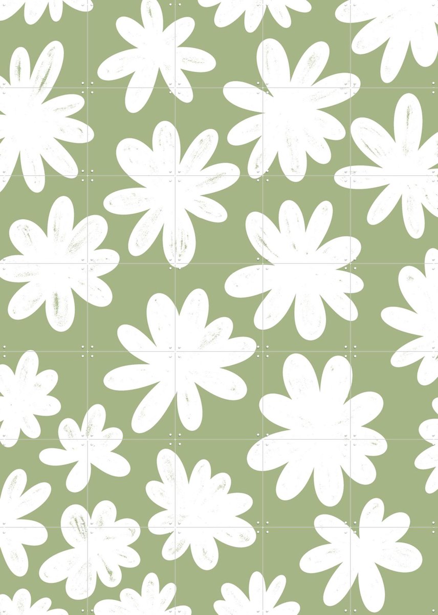 IXXI Marguerites on Green, BAINAI - 100 x 140 cm - Gratis ophangtool - Grote wanddecoratie en posters Kinderkamer, Bloemen, Kinderen