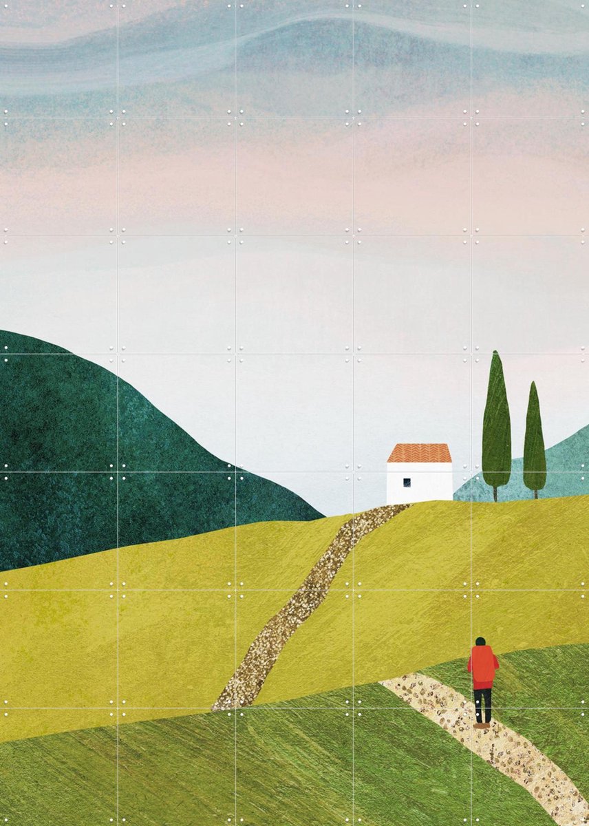 IXXI Walking Home, Henry Rivers - 100 x 140 cm - Gratis ophangtool - Grote wanddecoratie en posters - Kleurrijk, Minimalisme, Illustraties, Woonkamer