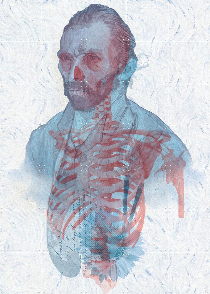 IXXI Skeleton Vincent, Bianca Lancee & Van Gogh 21st Century - 100 x 140 cm - Gratis ophangtool - Grote wanddecoratie en posters - Gemengde