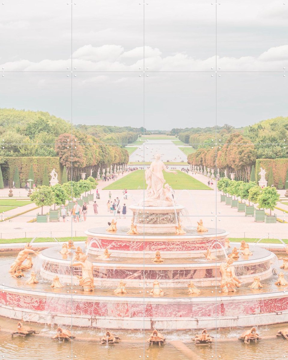 IXXI Versailles Gardens Fountain, Pati Photography - 80 x 100 cm - Gratis ophangtool - Grote wanddecoratie en posters - Klassiek, Fotografie, Gang