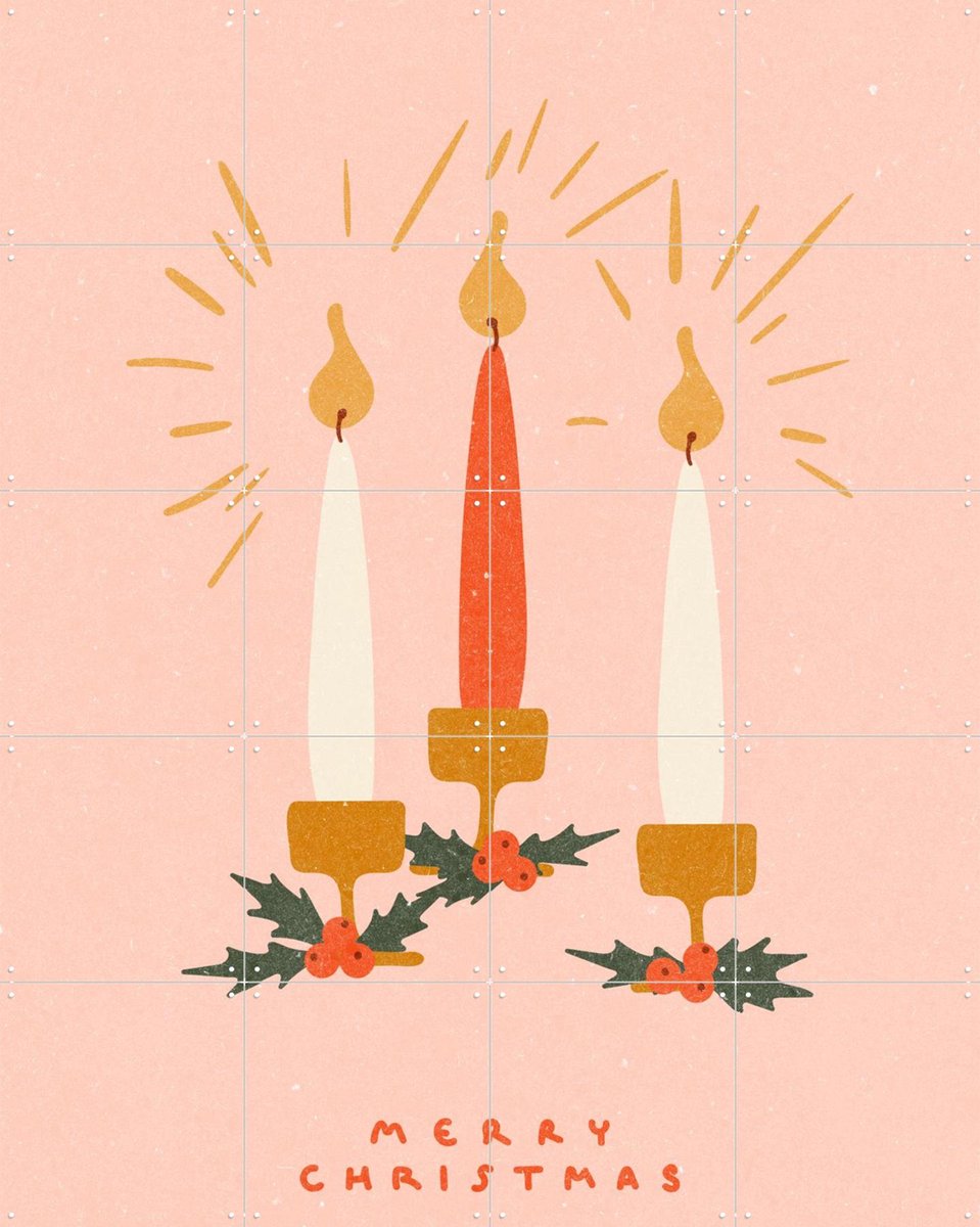 IXXI Christmas Candles, NKTN & Various - 80 x 100 cm - Gratis ophangtool - Grote wanddecoratie en posters - Illustraties, Speels, Woonkamer