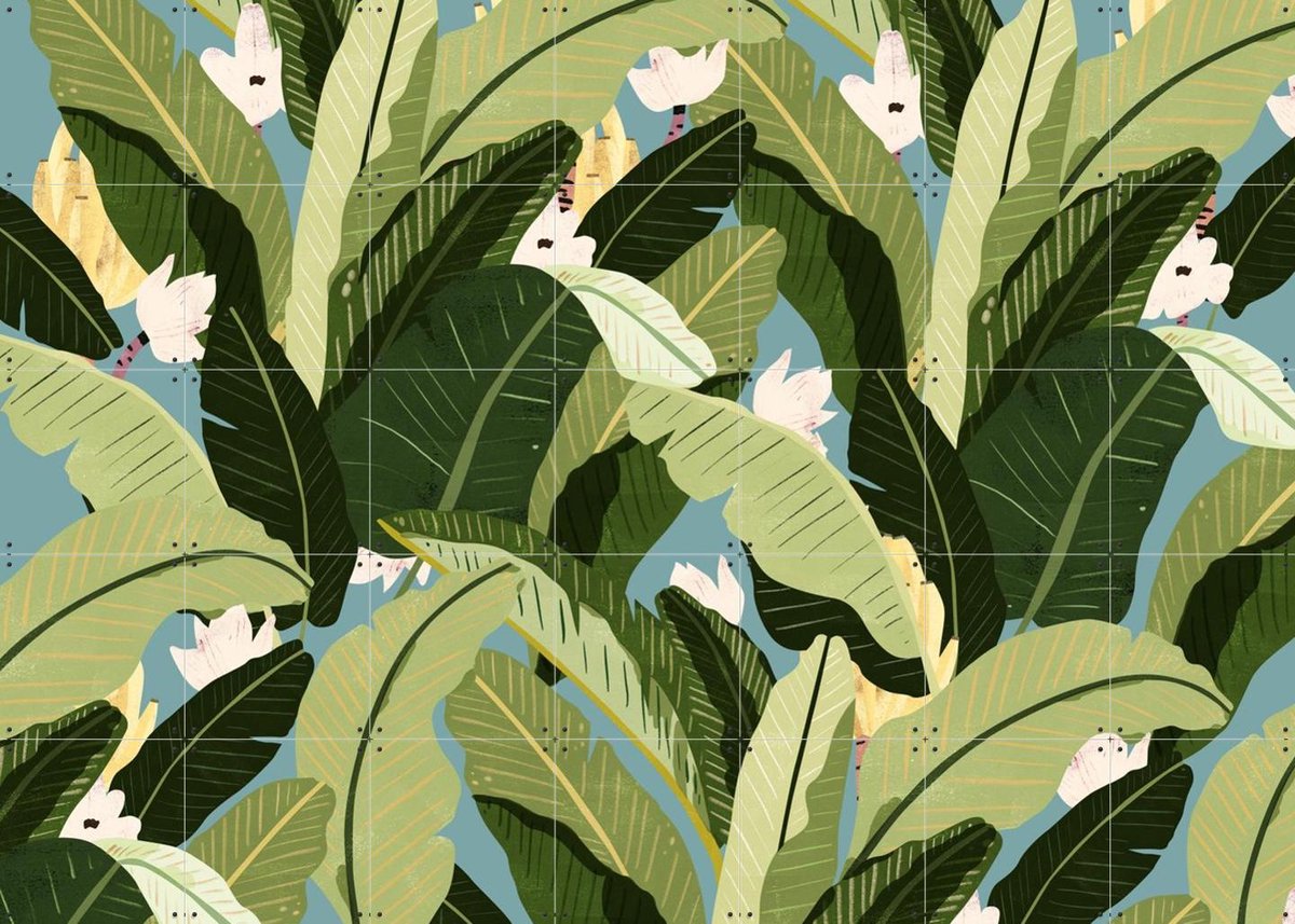 IXXI Banana Leaf Stone Blue, Lotte Dirks - 140 x 100 cm - Gratis ophangtool - Grote wanddecoratie en posters - Grafisch Ontwerp, Illustraties