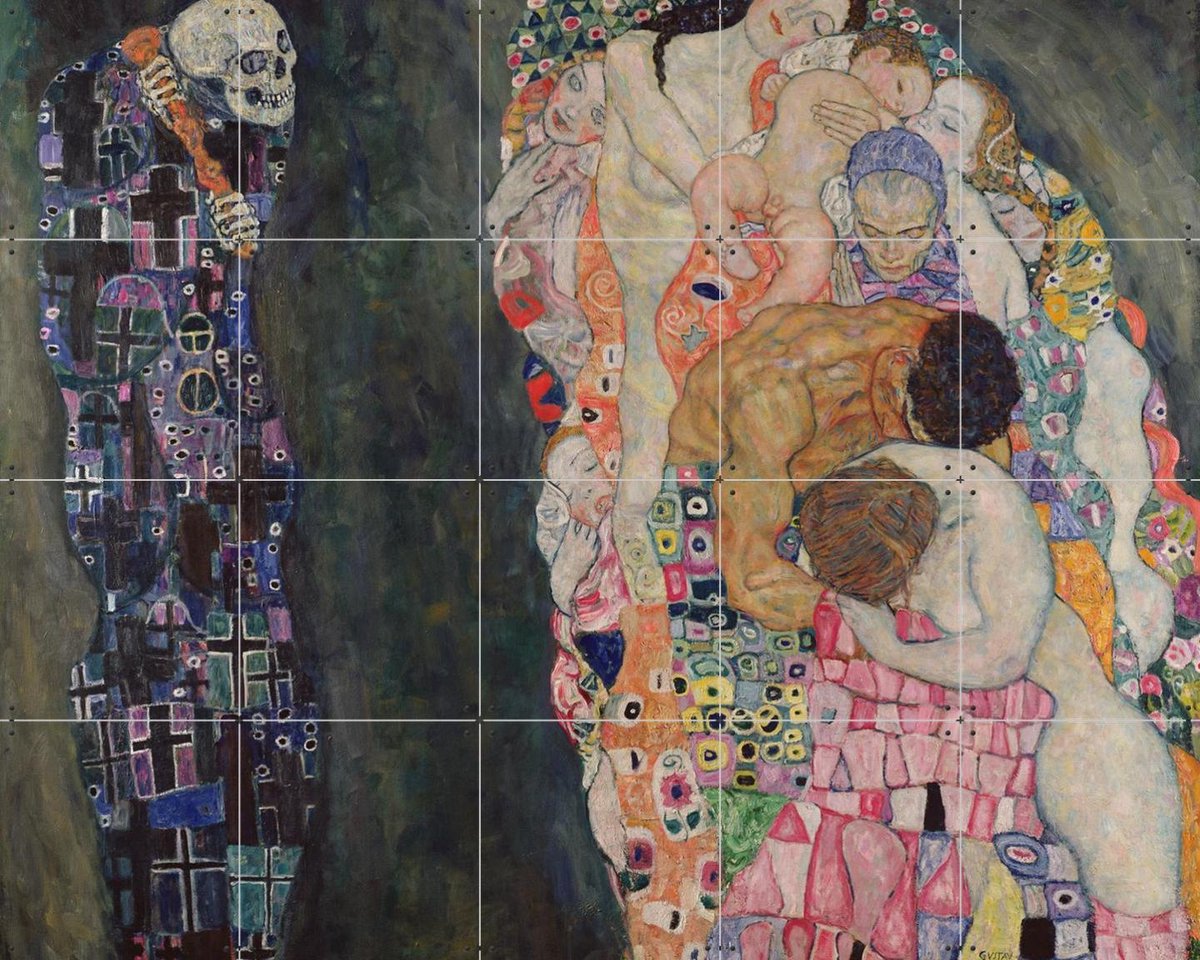 IXXI Death and Life 1911, Gustav Klimt & Bridgeman Images - 100 x 80 cm - Gratis ophangtool - Grote wanddecoratie en posters - Klassiek, Art Nouveau