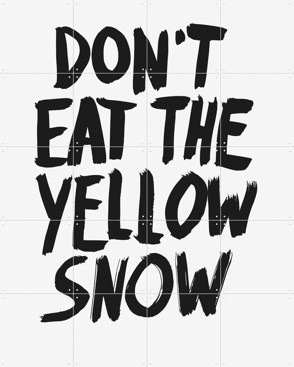 IXXI Don't eat the yellow Snow white, Marcus Kraft - 80 x 100 cm - Gratis ophangtool - Grote wanddecoratie en posters - Pop art, Illustraties, Speels