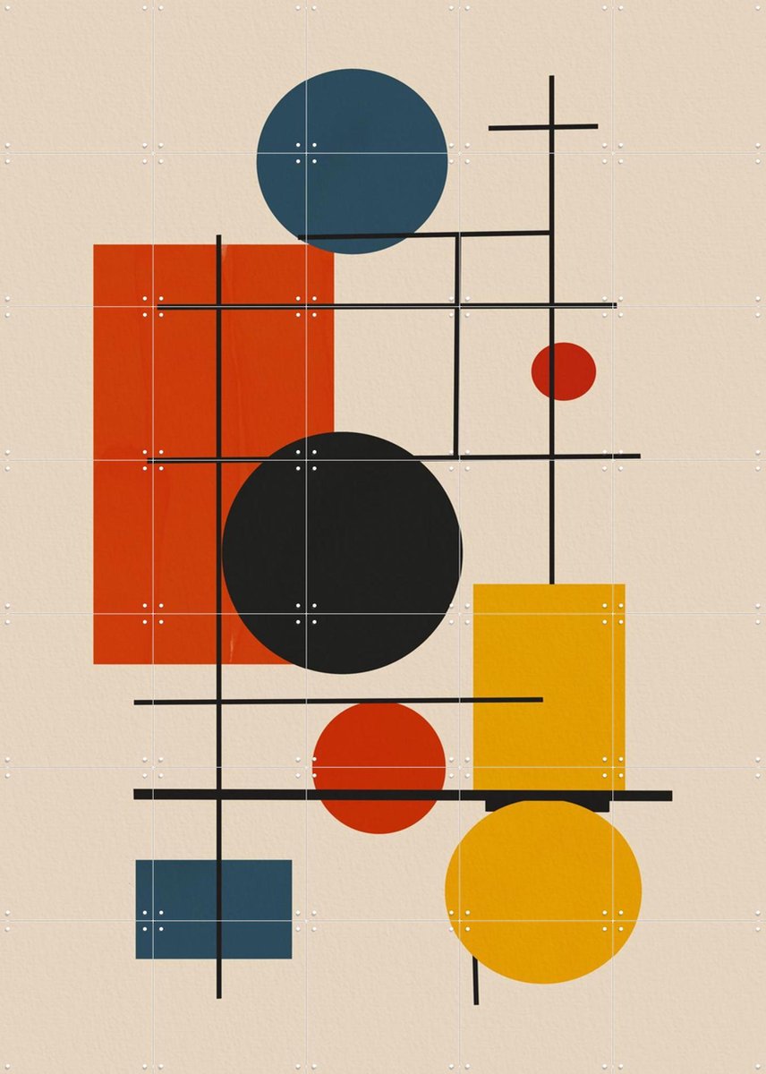IXXI Bauhaus - Circles and Squares, Little Dean & Various - 100 x 140 cm - Gratis ophangtool - Grote wanddecoratie en posters - Abstract, Grafisch