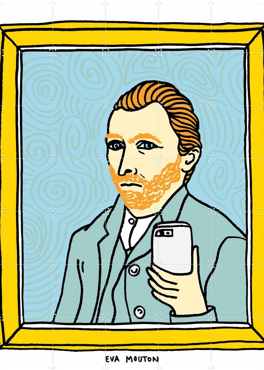IXXI Vincent Selfie, Eva Mouton & Van Gogh 21st Century - 100 x 140 cm - Gratis ophangtool - Grote wanddecoratie en posters - Pop art, Illustraties