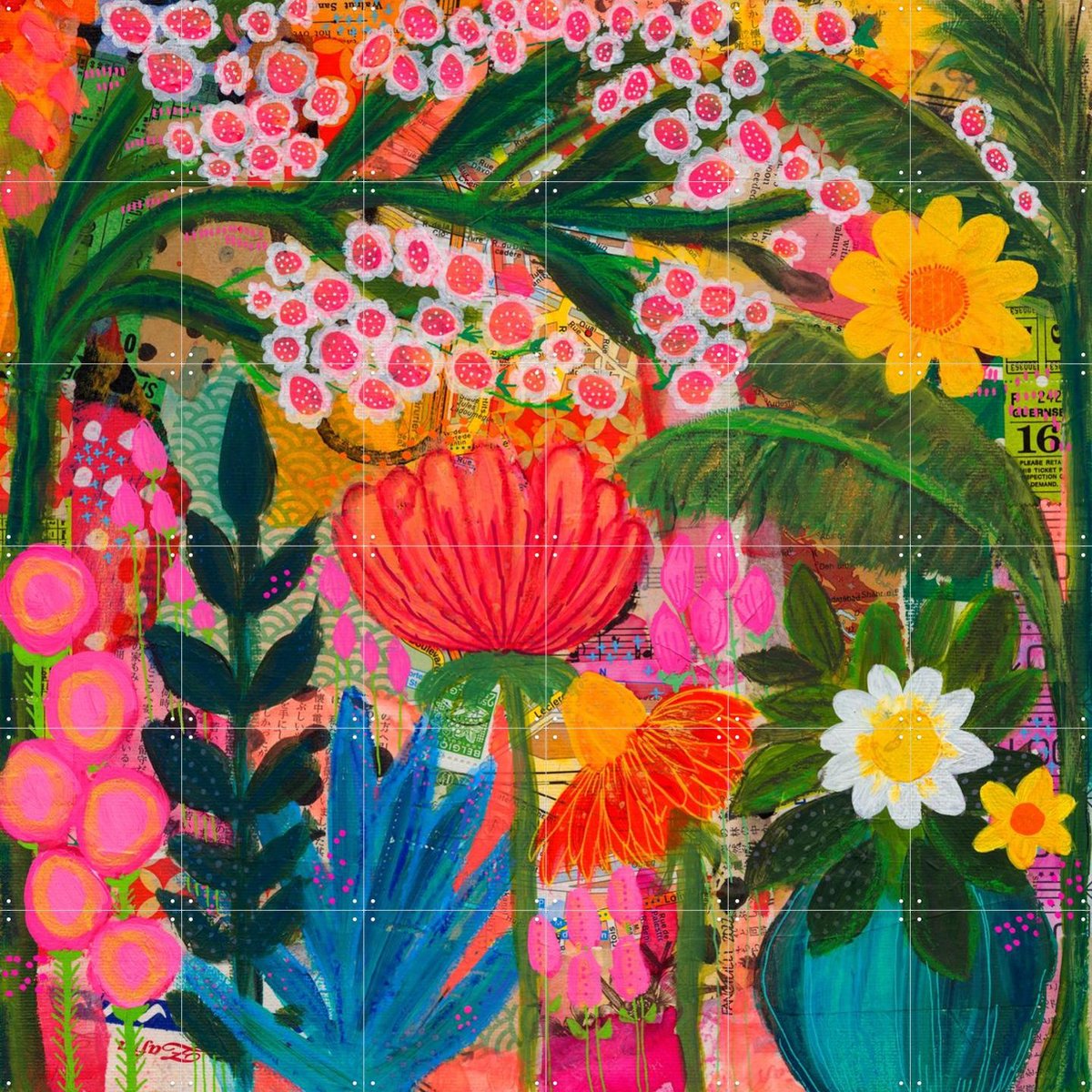 IXXI Lucy, Yvette Fanciulli - 120 x 120 cm - Gratis ophangtool - Grote wanddecoratie en posters - Collage, Gemengde Technieken, Kleurrijk, Speels