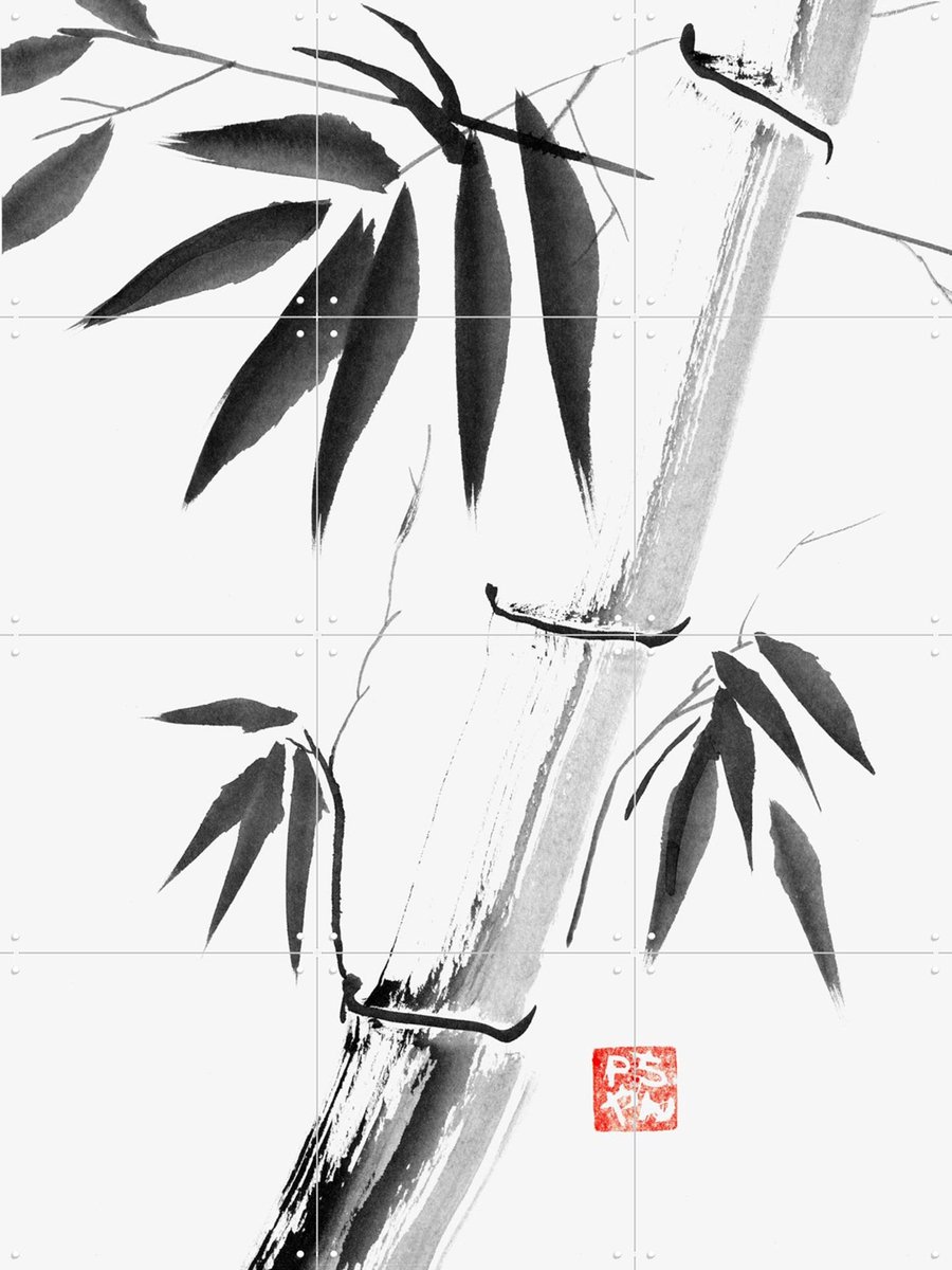 IXXI Bamboo Clear Petit, Péchane - 60 x 80 cm - Gratis ophangtool - Grote wanddecoratie en posters - Ukiyo-e, Illustraties, Woonkamer, Slaapkamer