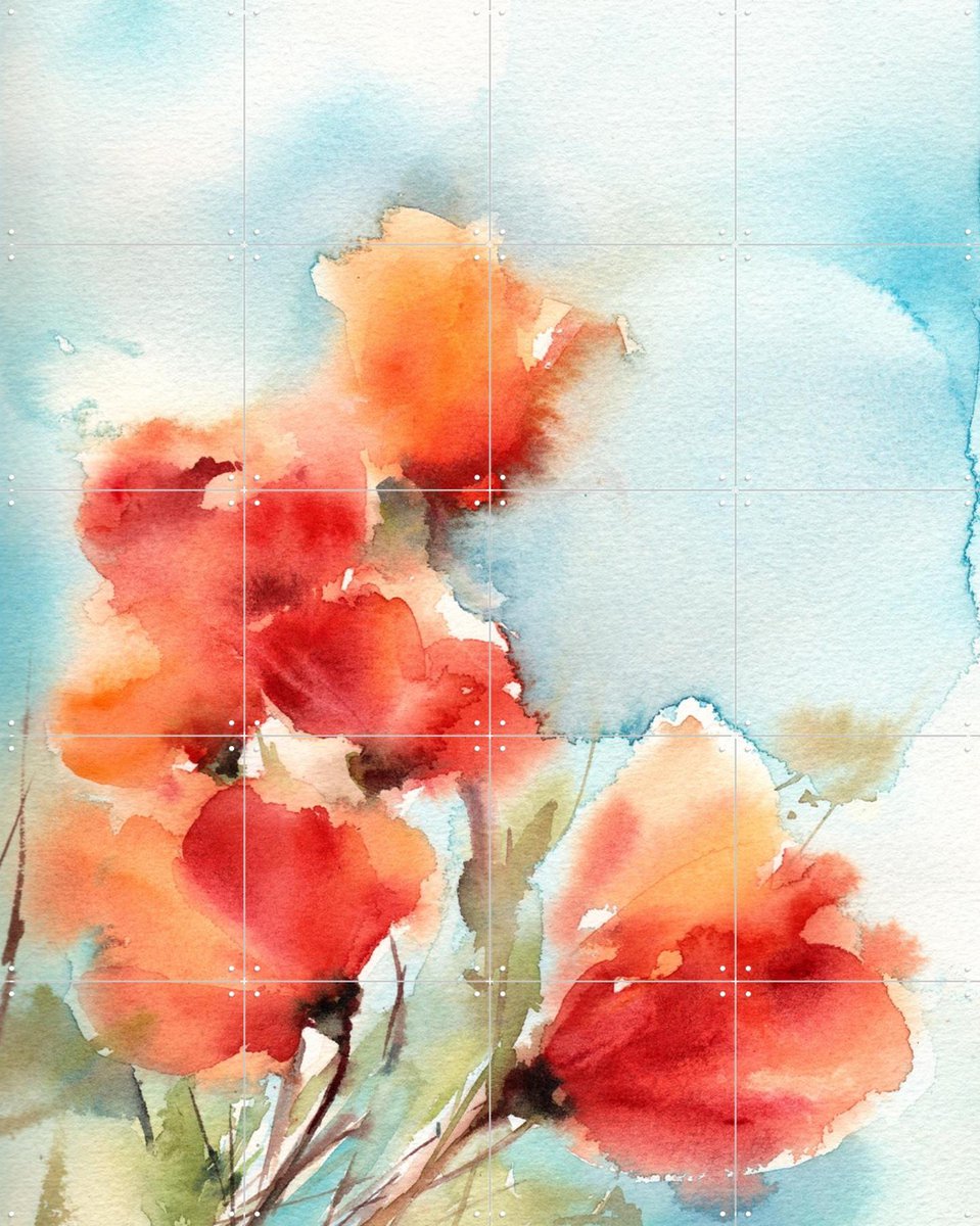 IXXI Poppies, Canot Stop Painting - 80 x 100 cm - Gratis ophangtool - Grote wanddecoratie en posters - Impressionisme, Aquarel, Kleurrijk, Eetkamer